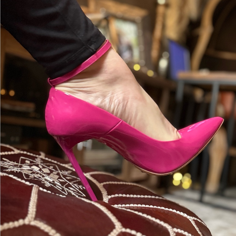OSCAR DE LA RENTA high heels pink stunning leather stilettos pumps - Picture 3 of 12